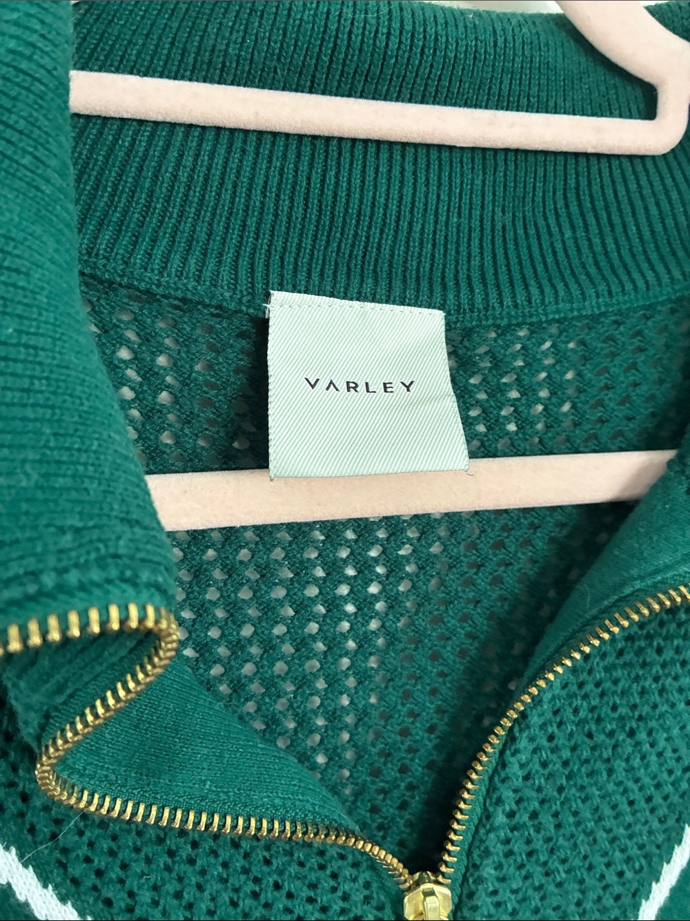 Varley Teal Knit Half-Zip with White Trim - Picture 2 of 4
